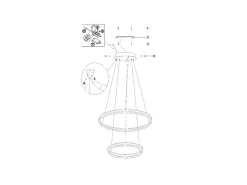 Lámpara colgante LED Palau 108W 3000K Regulable Ø60 y Ø40 cm Plata - Dos anillos de metal y metacrilato Plateado Best