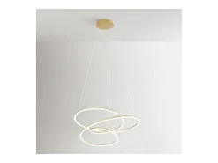 Plafón-Lámpara colgante LED SPIRA de metal cepillado de 96 W Dorado