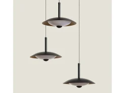 Ledkia Lámpara Colgante LED 24W Regulable en Altura Metal CCT Seleccionable Seleccionable Shirak 3 Focos Negro Best