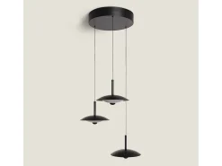 Ledkia Lámpara Colgante LED 24W Regulable en Altura Metal CCT Seleccionable Seleccionable Shirak 3 Focos Negro Best