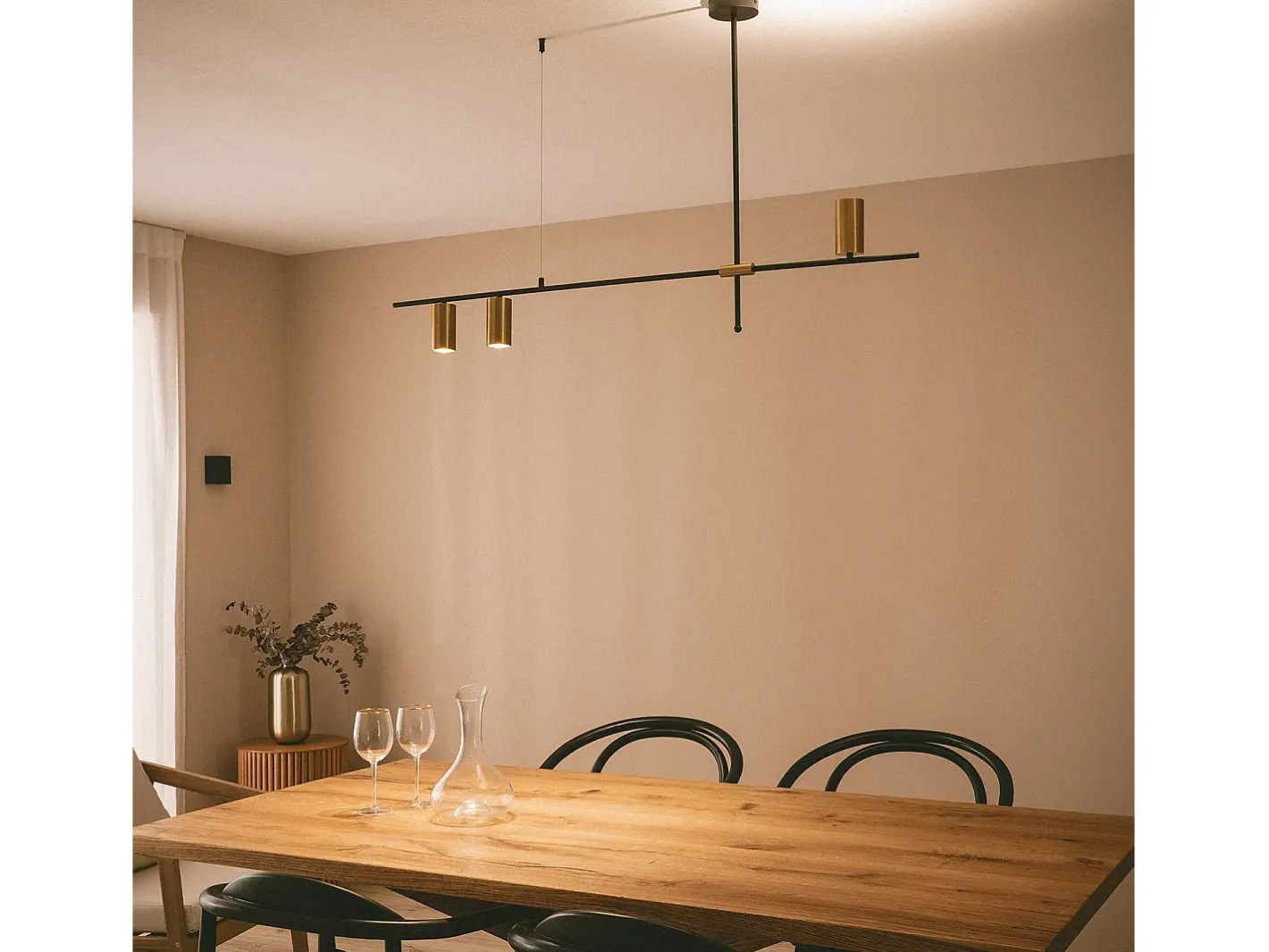Ledkia Lámpara Suspendida-Lámpara Colgante Lineal Metal Auzoa Negro