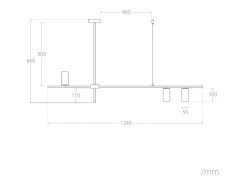 Ledkia Lámpara Suspendida-Lámpara Colgante Lineal Metal Auzoa Negro