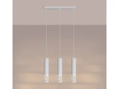 Sollux Lighting Lámpara Suspendida-Lámpara Colgante Liro Moderno De Acero - 3 Fuentes Luminosas - L.40 X A.125 Cm - Blanco