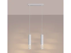 Sollux Lighting Lámpara Suspendida-Lámpara Colgante Liro Moderno De Acero - 2 Fuentes Luminosas - L.33 X A.125 Cm - Blanco