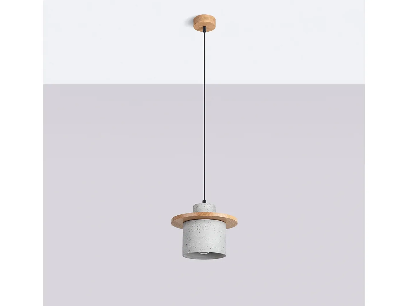 Sollux Lighting Lámpara Colgante Mab Moderno De Hormigón/Madera - 1 Fuentes Luminosas - L.22 X A.125 Cm - /Madera Natural Gris