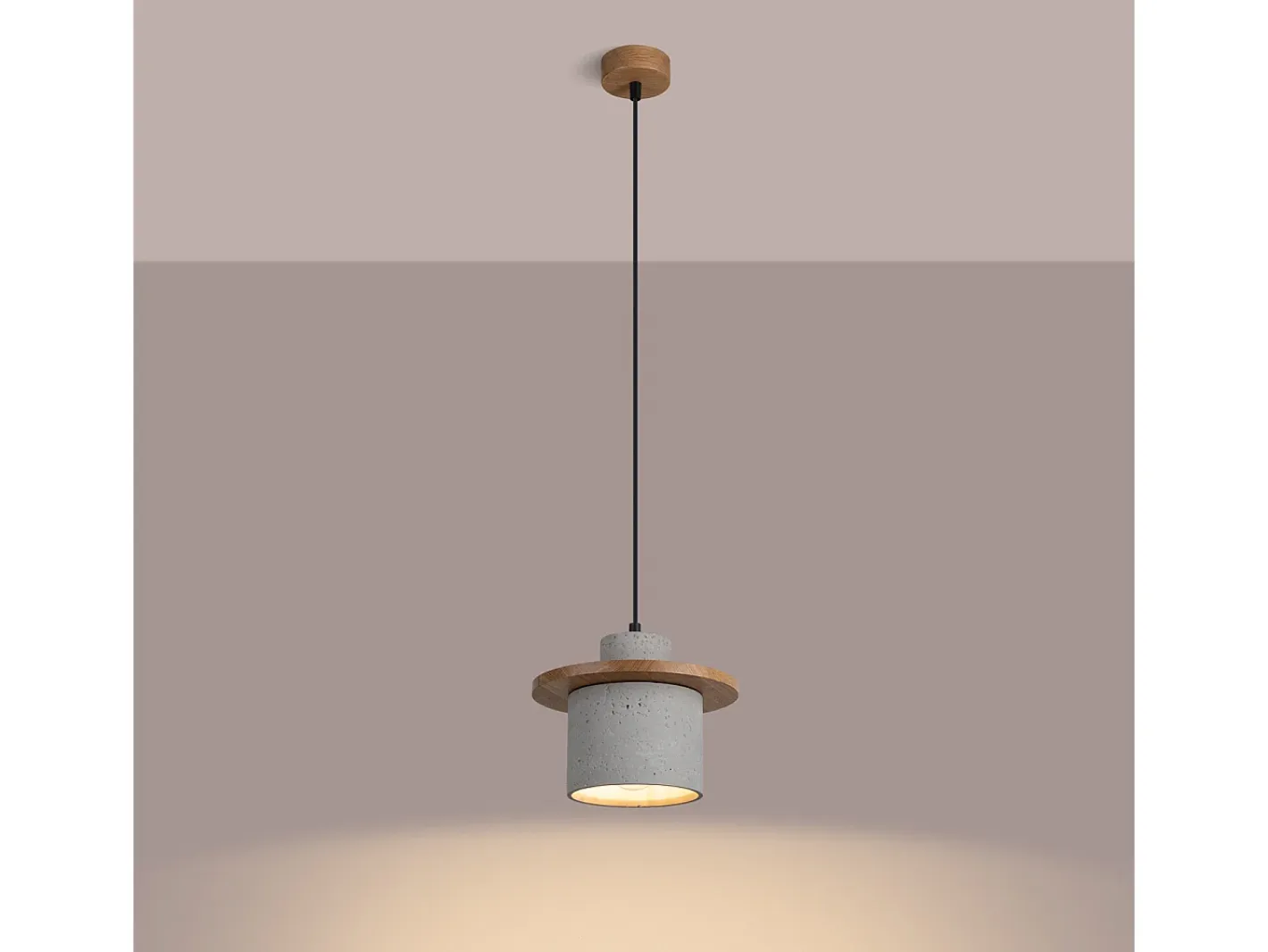 Sollux Lighting Lámpara Colgante Mab Moderno De Hormigón/Madera - 1 Fuentes Luminosas - L.22 X A.125 Cm - /Madera Natural Gris