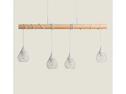 Ledkia Lámpara Colgante Madera y Metal Monah Blanco Multicolor Clearance