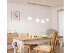Ledkia Lámpara Colgante Madera y Metal Monah Blanco Multicolor Clearance
