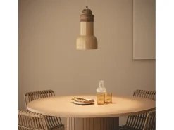 Ledkia Lámpara Colgante Madera y Metal Yash Ayana Amarillo Outlet