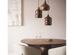Ledkia Lámpara Colgante Madera Zeda Kanan II ILUZZIA Marrón Marru00f3n Discount
