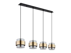 Lámpara Suspendida-Lámpara colgante metal mate, 4x E27 Negro