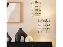 Ledkia Lámpara Suspendida-Lámpara Colgante Metal y Algodón Sioux Beige Multicolor