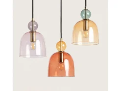 Ledkia Lámpara Suspendida-Lámpara Colgante Metal y Cristal Mono-Baudelaire Ámbar Multicolor