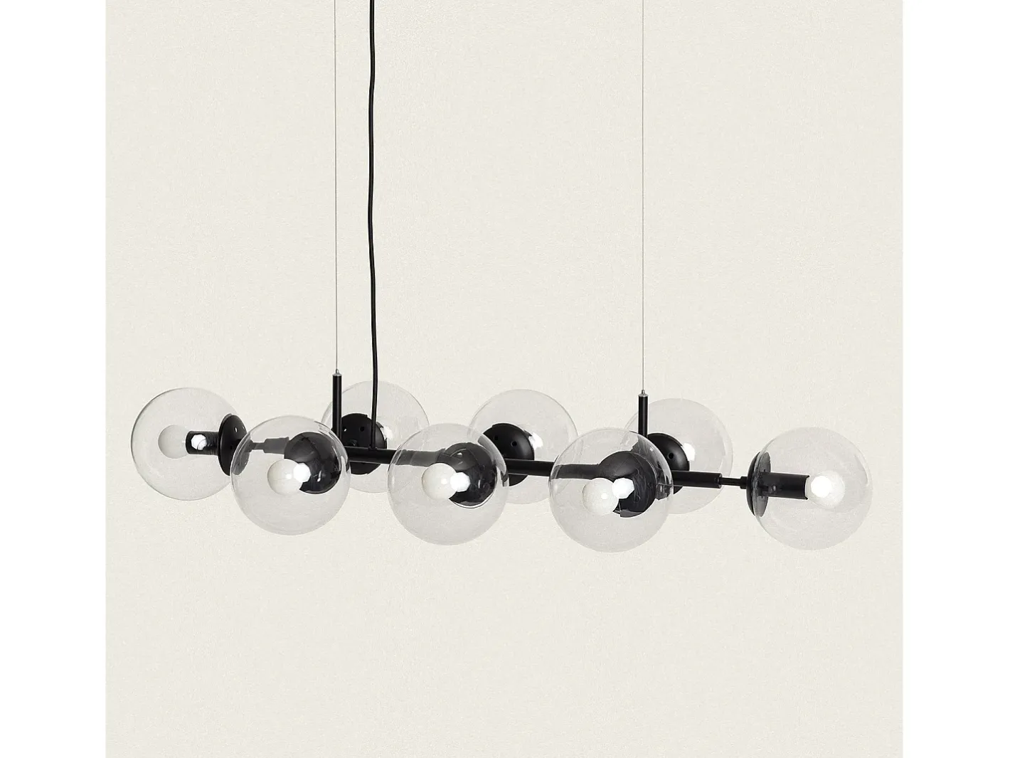 Ledkia Plafón-Lámpara Colgante Metal y Cristal Wassily 8 Focos Negro Multicolor