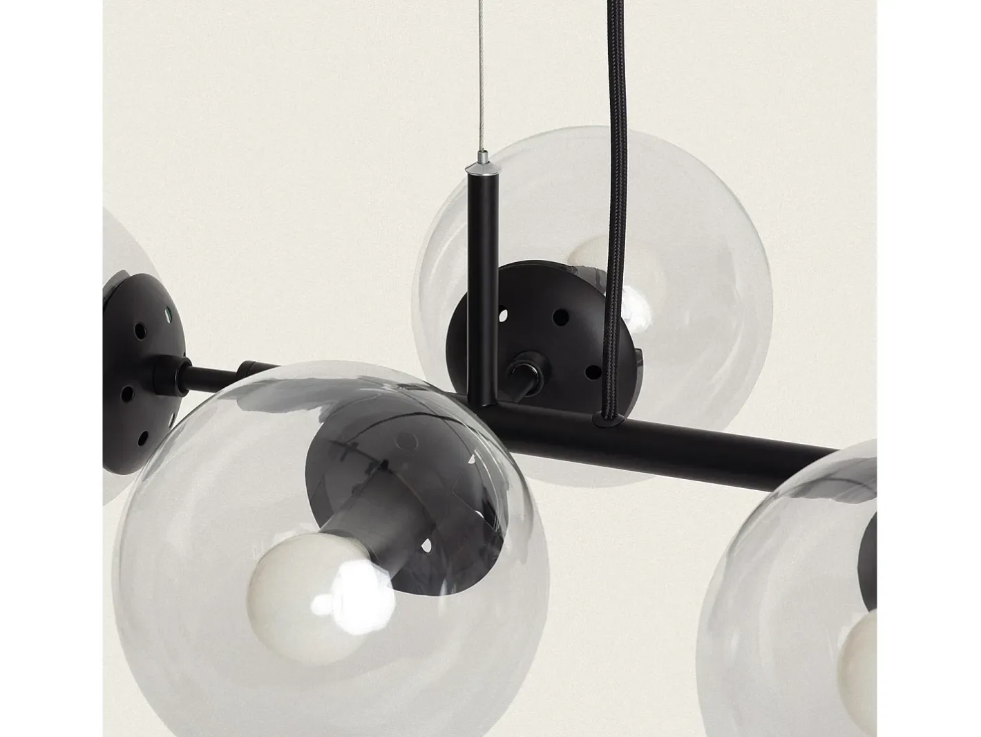 Ledkia Plafón-Lámpara Colgante Metal y Cristal Wassily 8 Focos Negro Multicolor