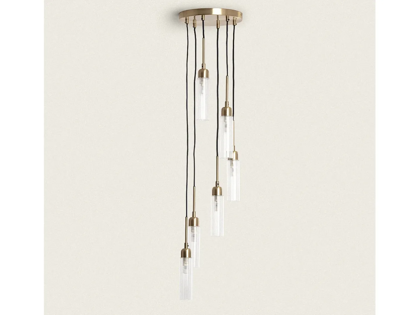 Ledkia Lámpara Colgante Metal y Cristal Sest Iraide Dorado Multicolor Outlet
