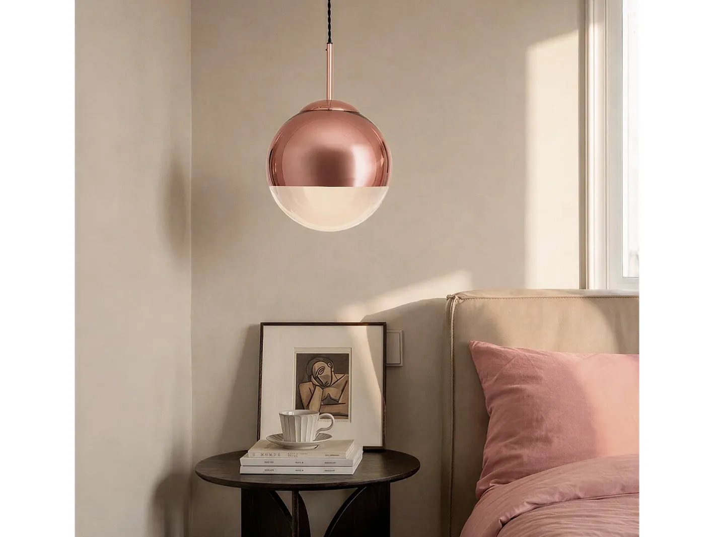 Ledkia Lámpara Colgante Metal y Cristal Yelitza Oro Rosa Multicolor Outlet