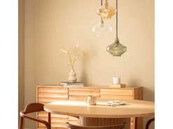 Ledkia Lámpara Suspendida-Lámpara Colgante Metal y Cristal Blas 3 Focos Multicolor