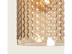 Ledkia Lámpara Suspendida-Lámpara Colgante Metal y Cristal Large Bernie Ámbar Blanco