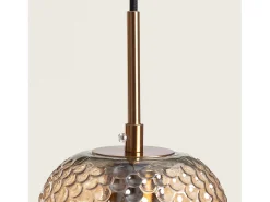 Ledkia Lámpara Suspendida-Lámpara Colgante Metal y Cristal Large Bernie Ámbar Blanco
