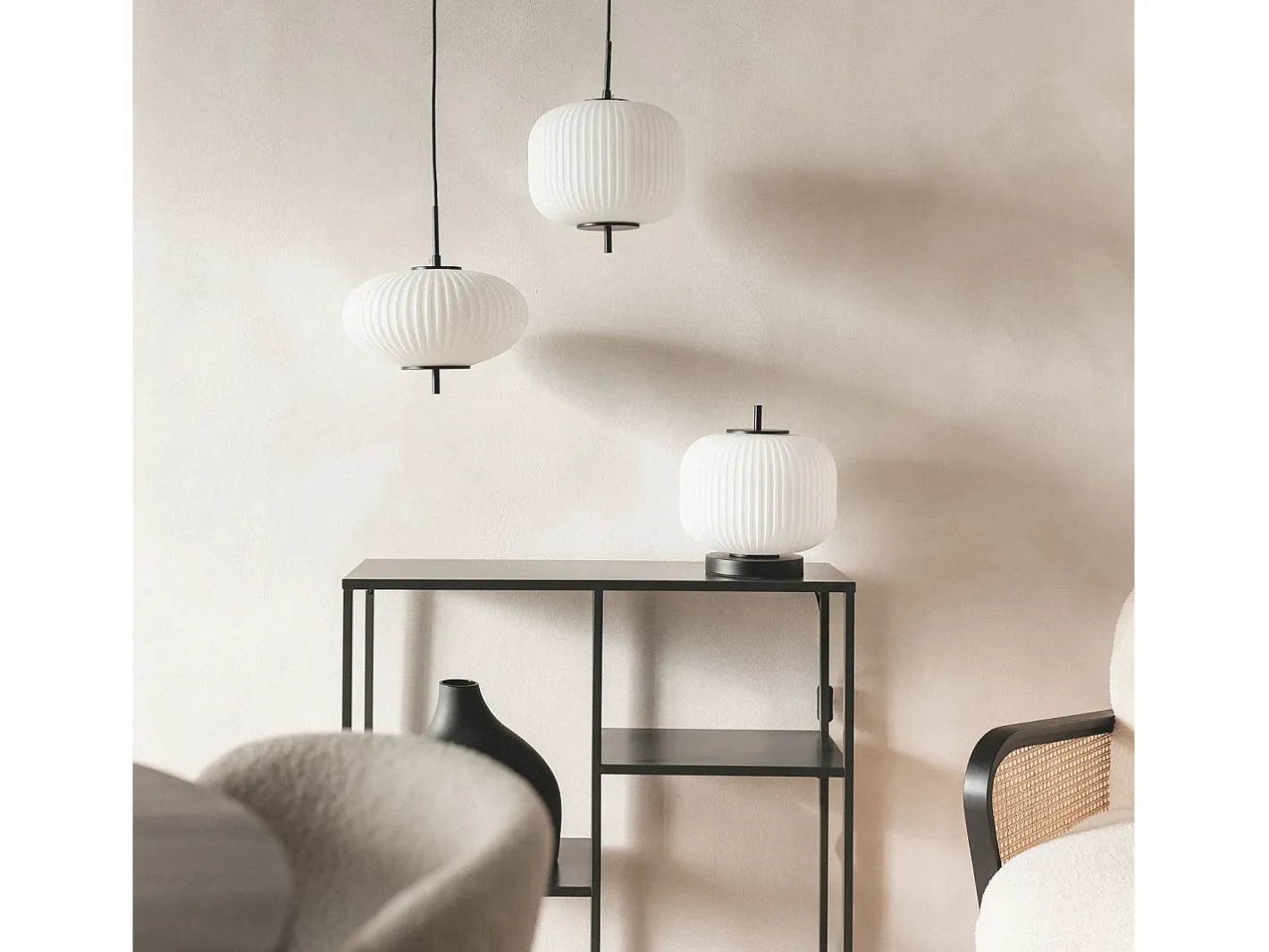 Ledkia Lámpara Suspendida-Lámpara Colgante Metal y Cristal Beca Oblade Negro