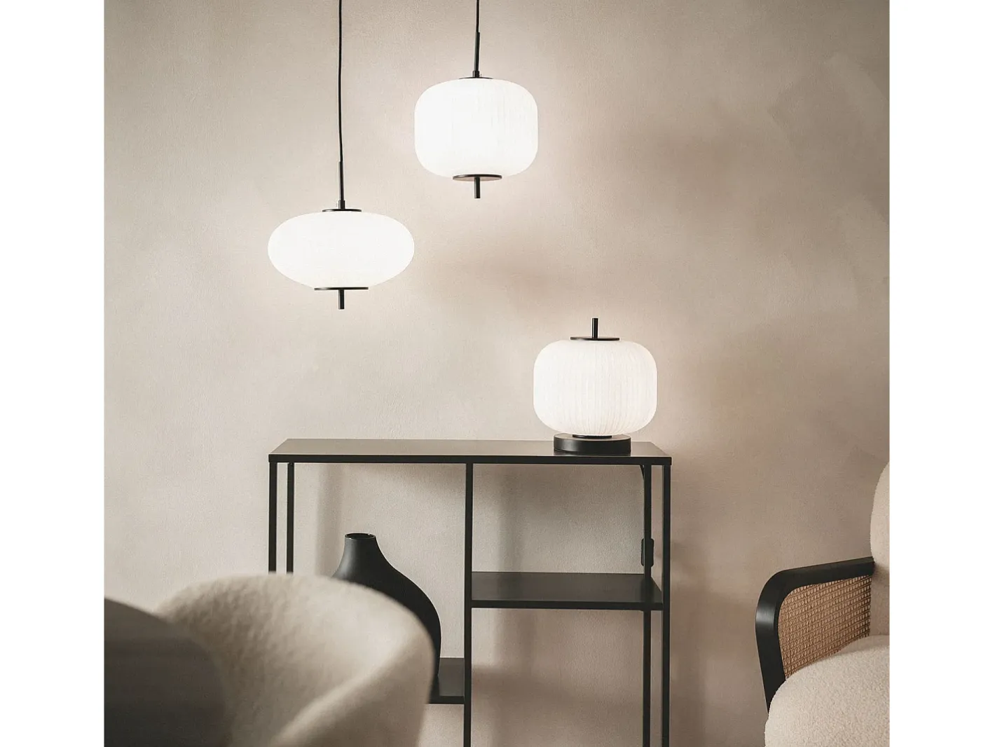 Ledkia Lámpara Suspendida-Lámpara Colgante Metal y Cristal Beca Oblade Negro