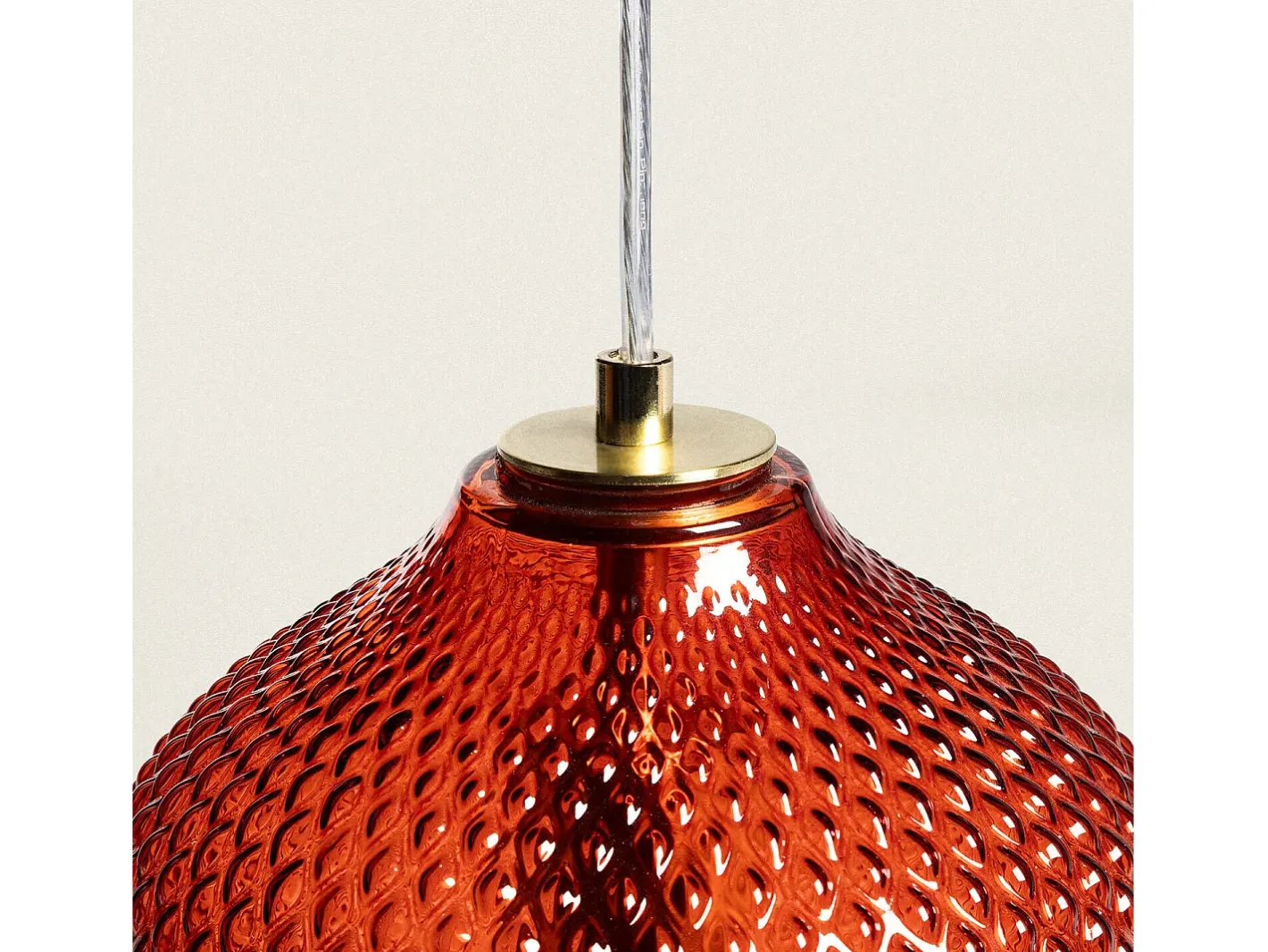 Ledkia Lámpara Suspendida-Lámpara Colgante Metal y Cristal Red Stiklu Rojo
