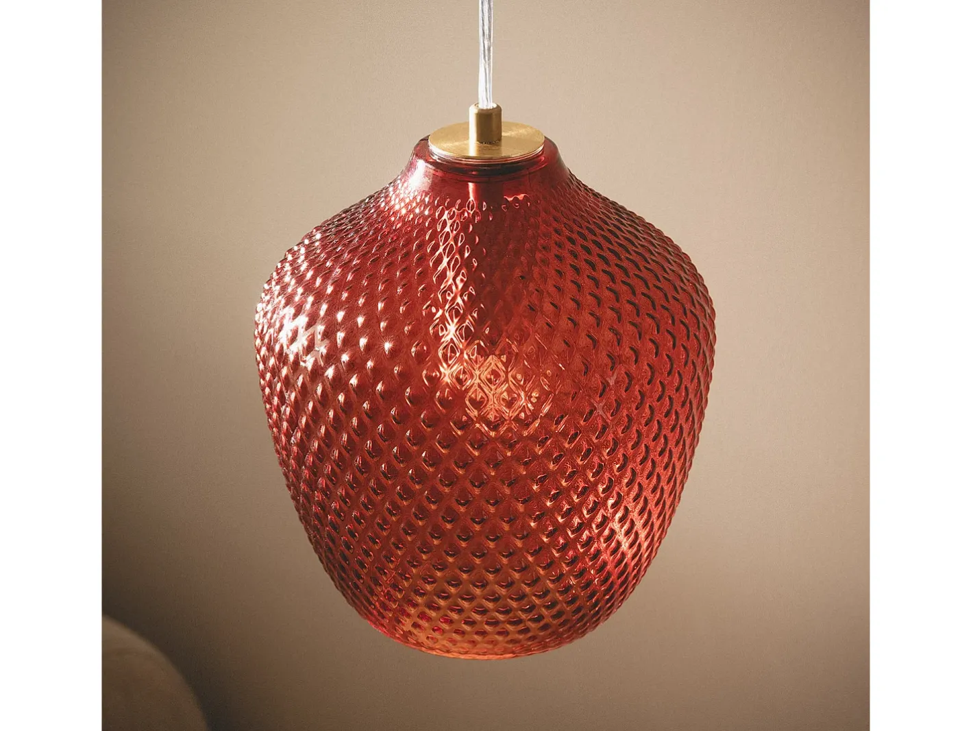 Ledkia Lámpara Suspendida-Lámpara Colgante Metal y Cristal Red Stiklu Rojo