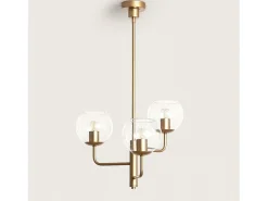 Ledkia Lámpara Colgante Metal y Cristal Tribubble Dorado Multicolor