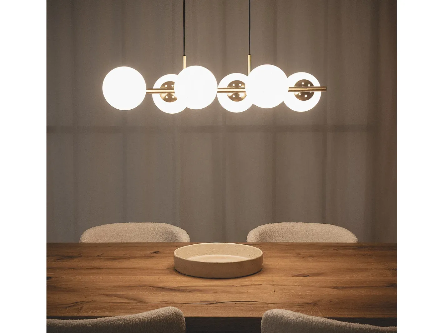 Ledkia Lámpara Colgante Metal y Cristal Moonlight Brass 6 Focos Dorado Multicolor Outlet