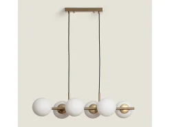 Ledkia Lámpara Colgante Metal y Cristal Moonlight Brass 6 Focos Dorado Multicolor Outlet
