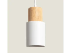 Ledkia Lámpara Colgante Metal y Madera Kidonge Blanco Multicolor