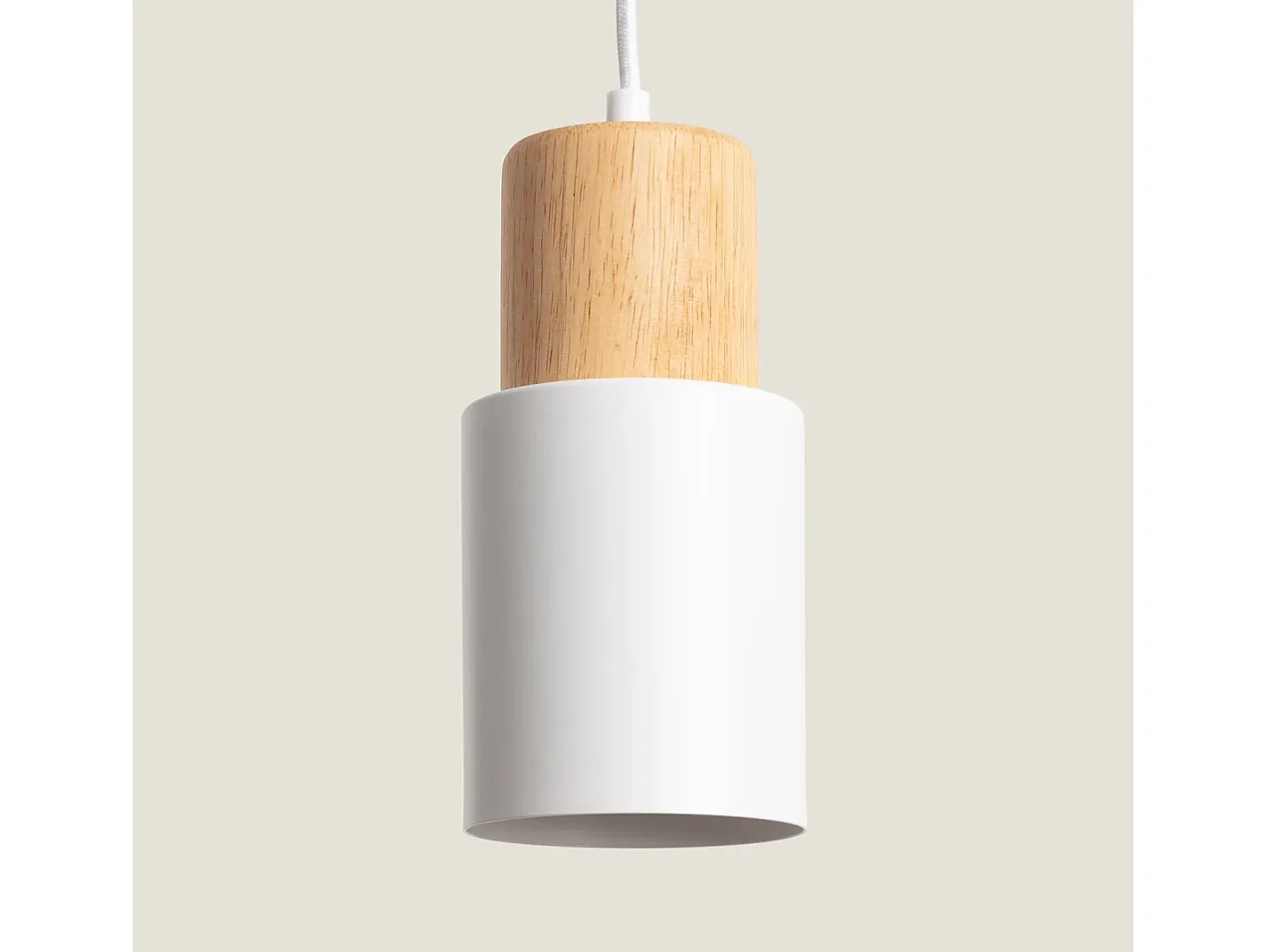 Ledkia Lámpara Colgante Metal y Madera Kidonge Blanco Multicolor
