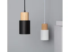 Ledkia Lámpara Suspendida-Lámpara Colgante Metal y Madera Kidonge Negro Multicolor
