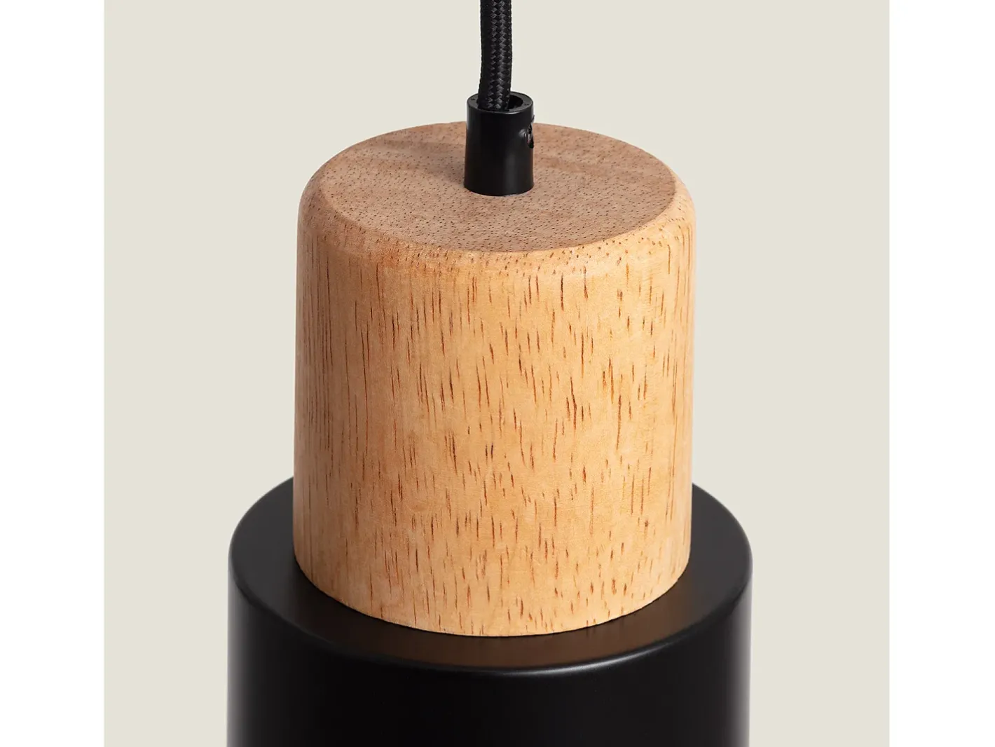 Ledkia Lámpara Suspendida-Lámpara Colgante Metal y Madera Kidonge Negro Multicolor