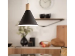 Ledkia Lámpara Suspendida-Lámpara Colgante Metal y Madera Arbat Negro Multicolor