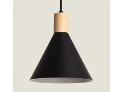 Ledkia Lámpara Suspendida-Lámpara Colgante Metal y Madera Arbat Negro Multicolor