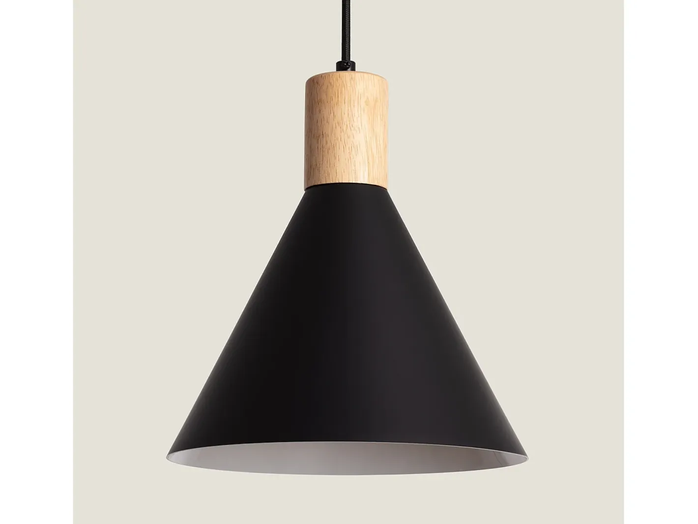 Ledkia Lámpara Suspendida-Lámpara Colgante Metal y Madera Arbat Negro Multicolor