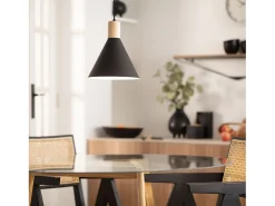 Ledkia Lámpara Suspendida-Lámpara Colgante Metal y Madera Arbat Negro Multicolor