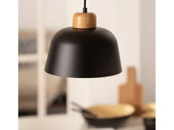 Ledkia Lámpara Suspendida-Lámpara Colgante Metal y Madera Wawak Negro Multicolor