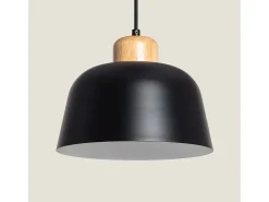 Ledkia Lámpara Suspendida-Lámpara Colgante Metal y Madera Wawak Negro Multicolor