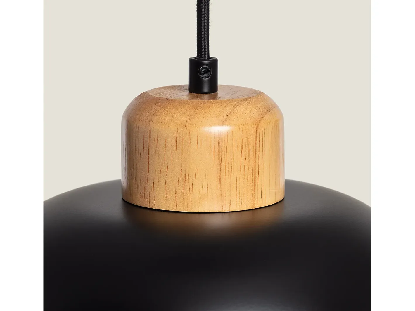 Ledkia Lámpara Suspendida-Lámpara Colgante Metal y Madera Wawak Negro Multicolor
