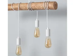 Hot Ledkia Lámpara Colgante Metal y Madera Yagis Blanco Multicolor