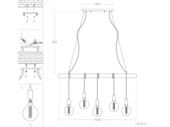 Ledkia Lámpara Colgante Metal y Madera Yagis Negro Multicolor Sale