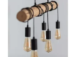 Ledkia Lámpara Colgante Metal y Madera Yagis Negro Multicolor Sale