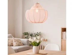 Ledkia Lámpara Colgante Metal y Tela Ayla L Pastel Rosa Outlet