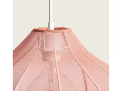 Outlet Ledkia Lámpara Colgante Metal y Tela Ayla M Rosa Empolvado Multicolor