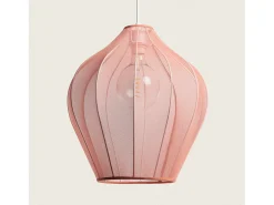Outlet Ledkia Lámpara Colgante Metal y Tela Ayla M Rosa Empolvado Multicolor