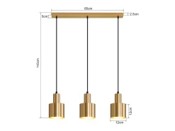 NETTLIFE Lámpara colgante para mesa de comedor, estilo vintage, 3 luces, dorada, diseño moderno, de metal, E27 Dorado Hot