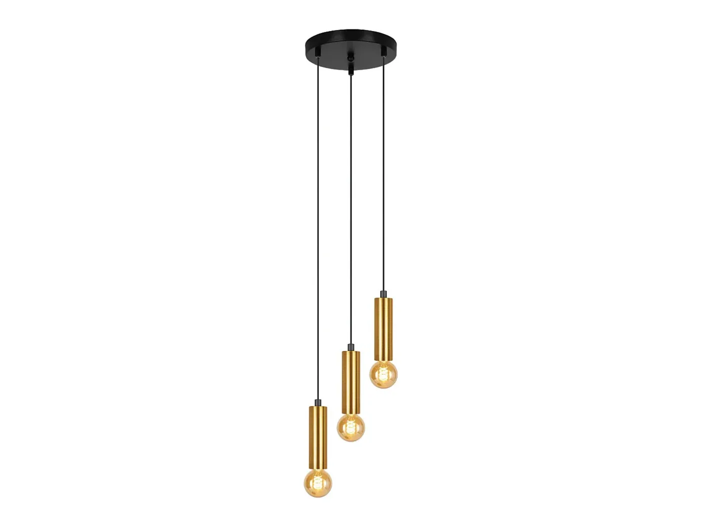 Hot NETTLIFE Lámpara colgante de 3 bombillas dorada, lámpara colgante E27 industrial para comedor, mesa de comedor de metal Negro